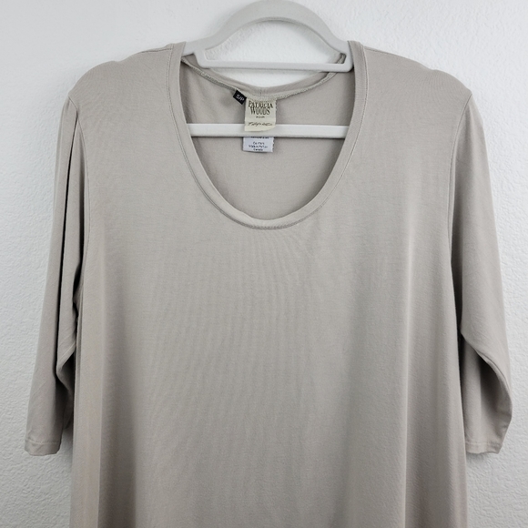 Patricia Woods Pour Filly + Colt Beige Tan Top With Crochet Detail Size Small - Picture 3 of 15